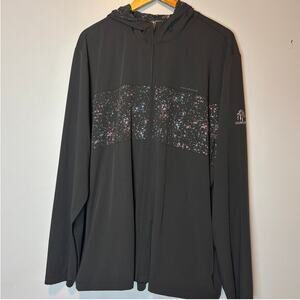 TravisMathew Splatter Tech Golf Hoodie Men's XXL Black Activewear 4 way stretch